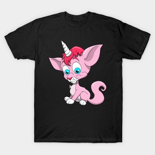 Unicorn Cat T-Shirt by Wickedcartoons